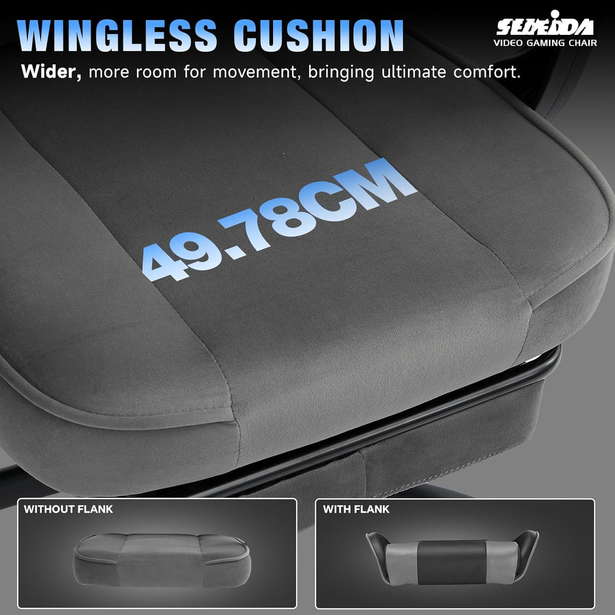 segedom Gaming Chair Technology Fabric Computer Chair with Pocket Spring Cushion, Comfortable Ergonomic Gamer Chair for Adults, Massage Game Chair with Footrest,Reclining Chair, Home,Office,Teens,Grey