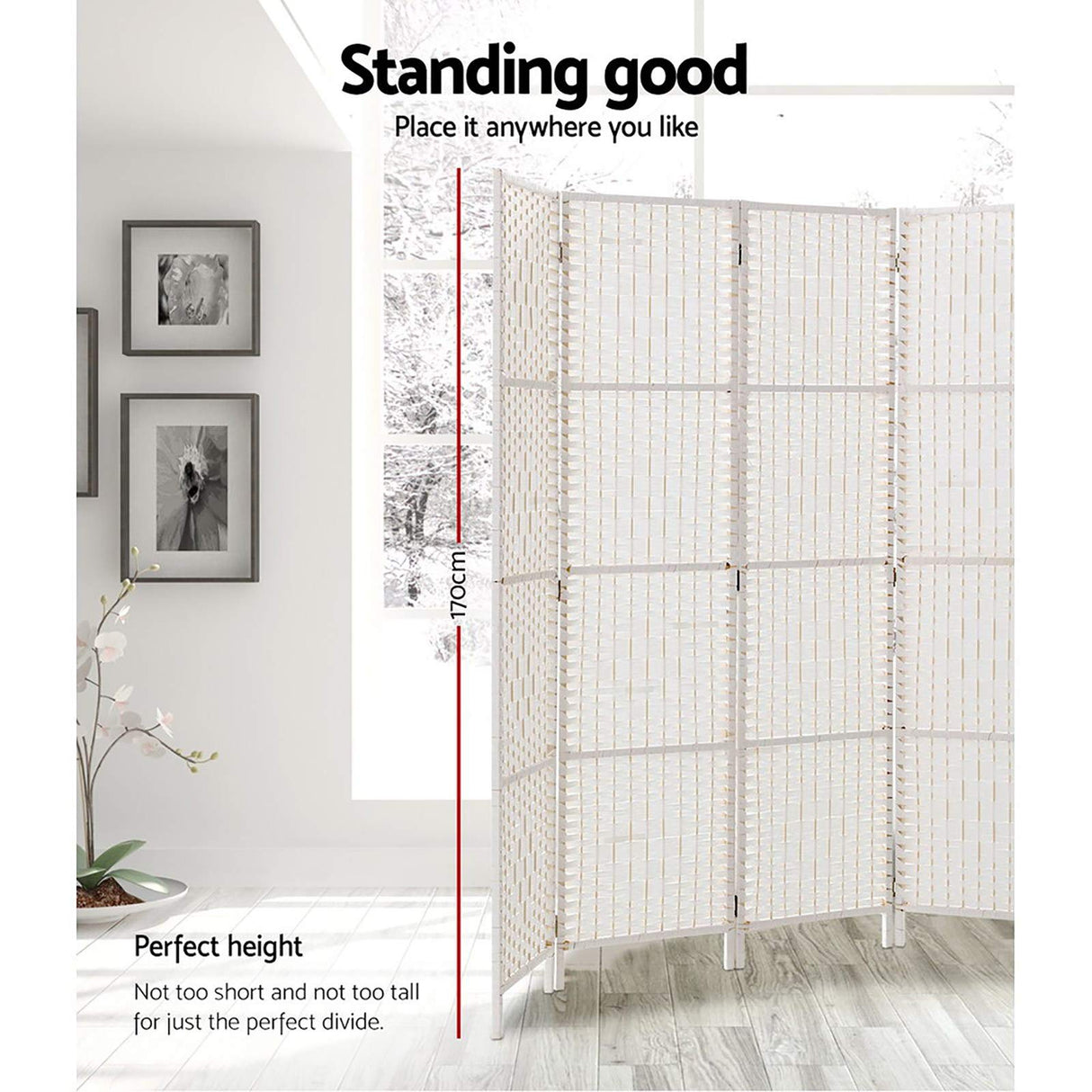 Room Divider, Folding Wooden Privacy Portable Screen Shelf Dividers Partition Wall Screens Home Pet Child Indoor Balcony Bedroom Furniture, Separator Water-Resistant White
