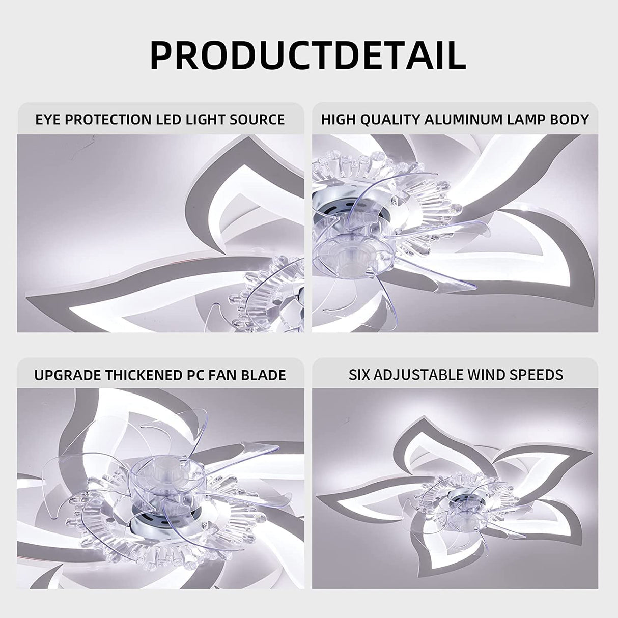 Ceiling Fan with Lights,27In Remote Control 3 Color temperatures,6 Gear Wind Speed Fan Light,Ceiling Lights with Fan for Bedroom,Childrenās Room and Dining Room (White)