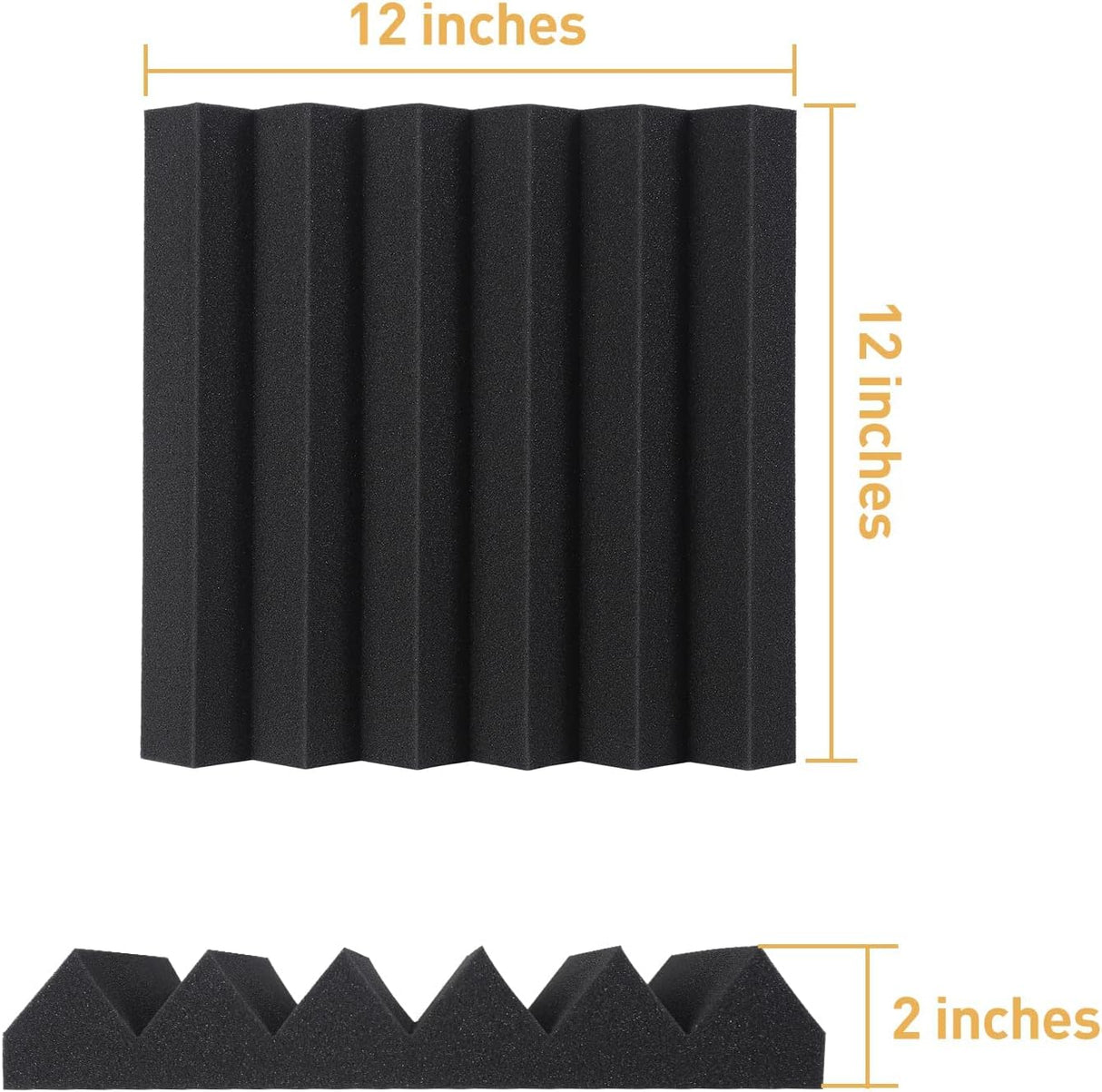 24 Pack Sound Proof Panels, Acoustic Foam Panels 12x12x2 inches Black Acoustic Panels, High Density Soundproofing Panels, Fire-retardant Sound Absorbing Foam for Studio Recording