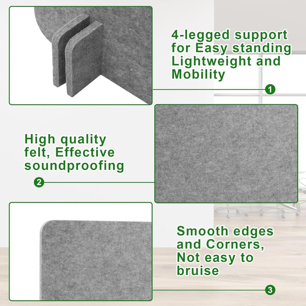 Zeyfon 6Pcs Acoustic Desk Divider Desk Partition 60cm x 60cm Stand Up Freestanding Desk Privacy Panel Noise and Visual Distractions Reducing Table Divider for Student Reception Area Office,Light Grey