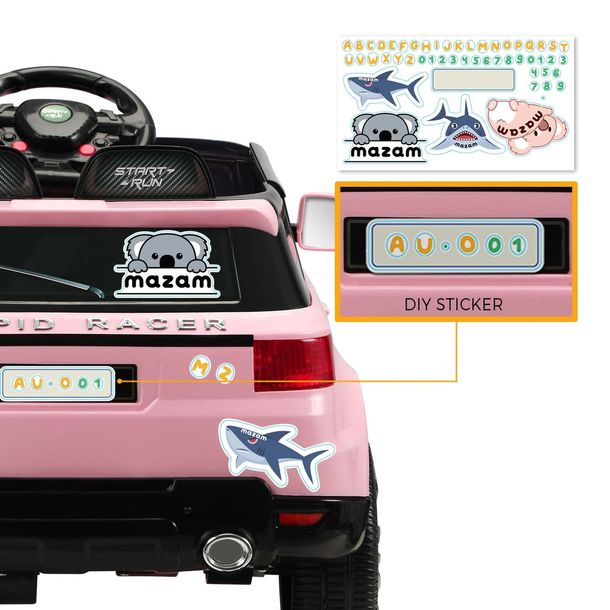 Kids Ride on Car 12V Ride on Car with Remote Control, MP3 Player, Horn, Music and Headlight Taillights Suitable for 3-6 Years Pink