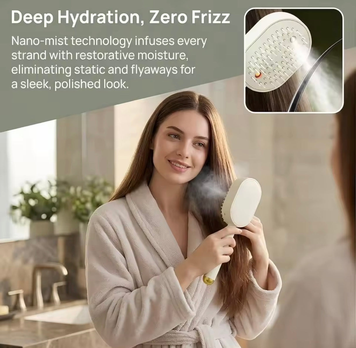 Electric Steam Hair Brush Comb & Mist Function Simultaneously Stronger Ion Technology Less Breakage No Residue for Beautiful Hai