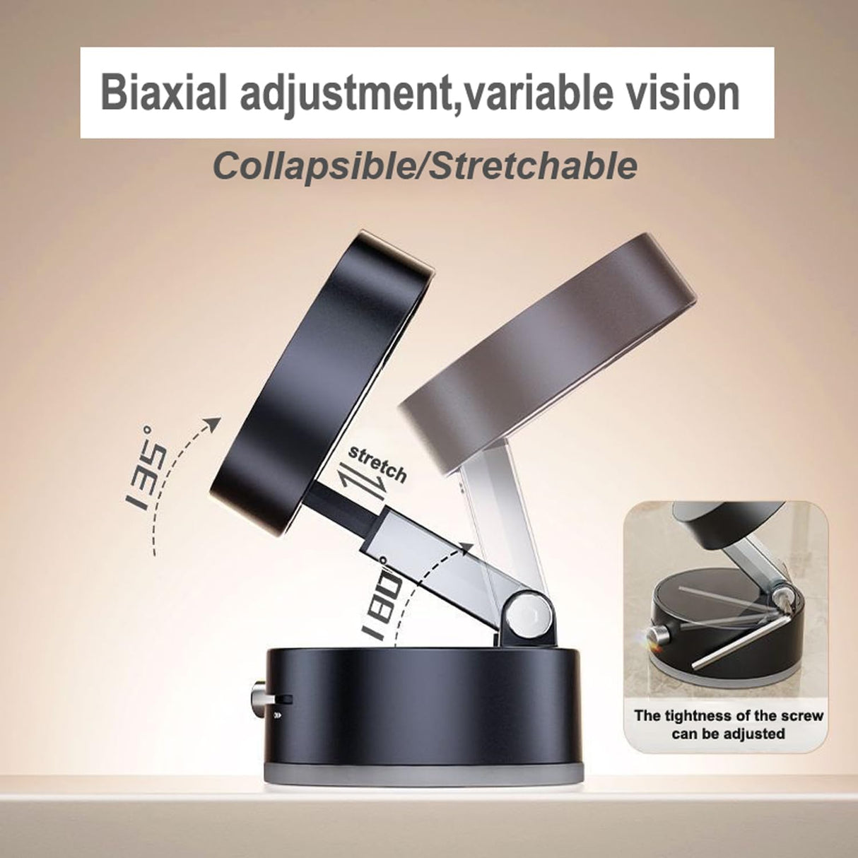 Multifunctional Vacuum Suction Phone Holder- Folding, Extendable, Double- Sided Magnetic for Car/Gym/Smooth Surface Kitchen Stand Cellphone Smartphone Mount (Black)