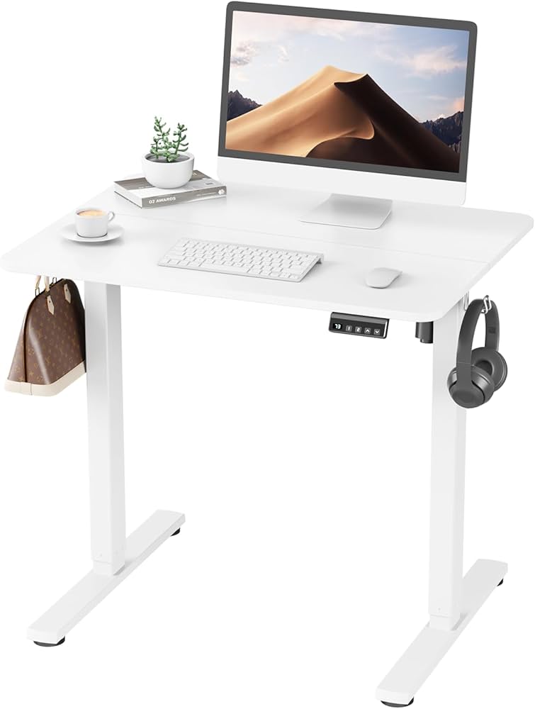 Electric Height Adjustable Standing Desk 80x60cm (31"x23.6"), Sit Stand Desk with Splicing Top for Home Office