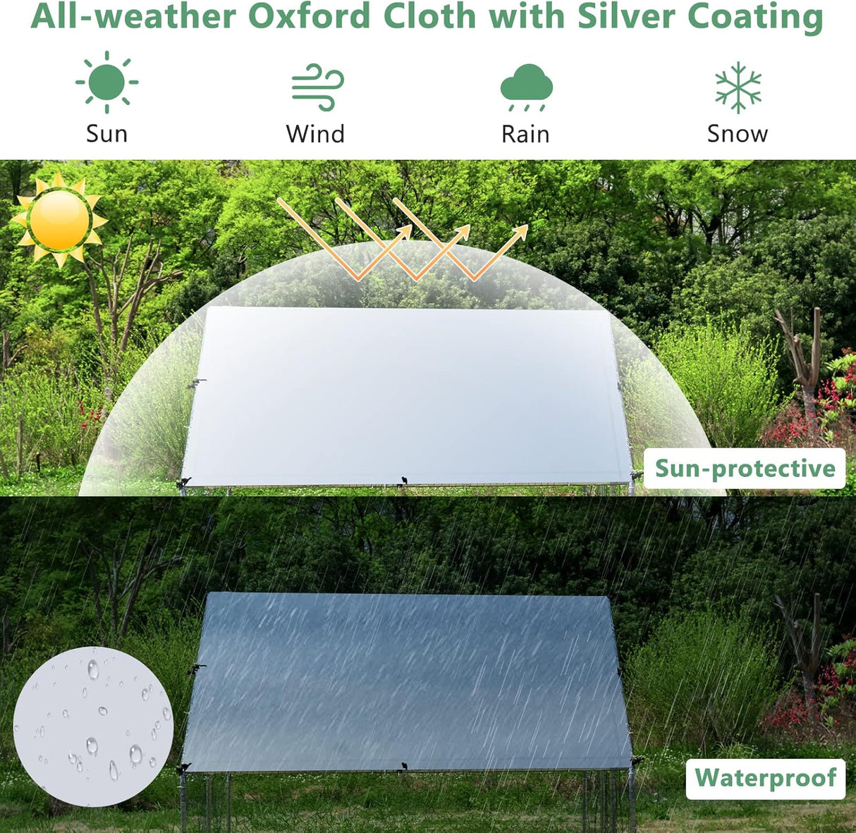 Costway Large Spire-Shaped Chicken Coop, Galvanized Metal Hen House with Waterproof & Sun-Protective Cover, Walk-in Pen Run for Chicken, Rabbits, Ducks, Poultry Cage, Rabbit Hutch Ferret Cage