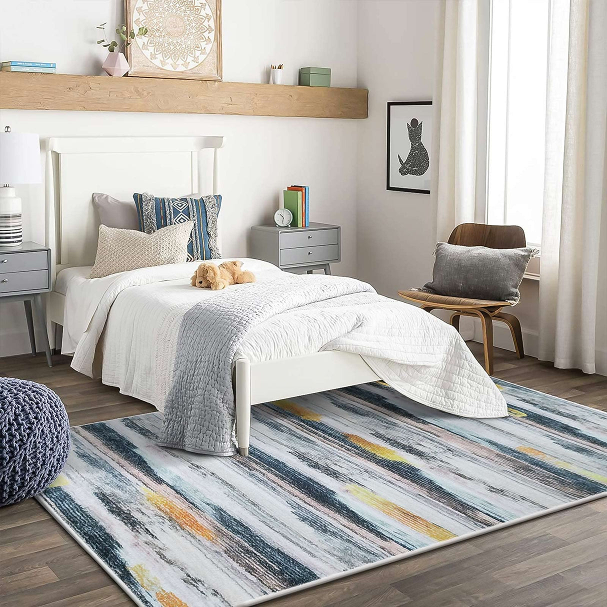 Area Rugs Soft Carpet Modern Cashmere Rug for Bedroom Living Room Floor Mat Indoor Home Decorative Rugs(Black Gold,(120 x 160 cm))