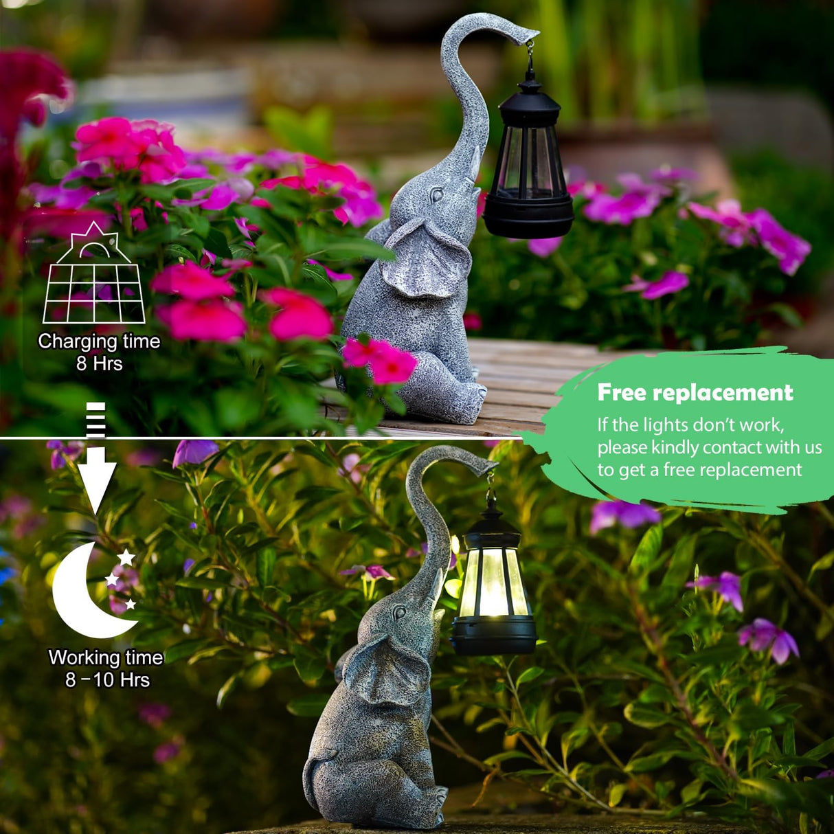 Elephant Statue for Garden Decor with Gift Appeal - Ideal Gifts for Women, Mom or Birthdays, Beautifully Crafted Outdoor & Home Decor to Wow Your Guests (33.5 CM Elephant)