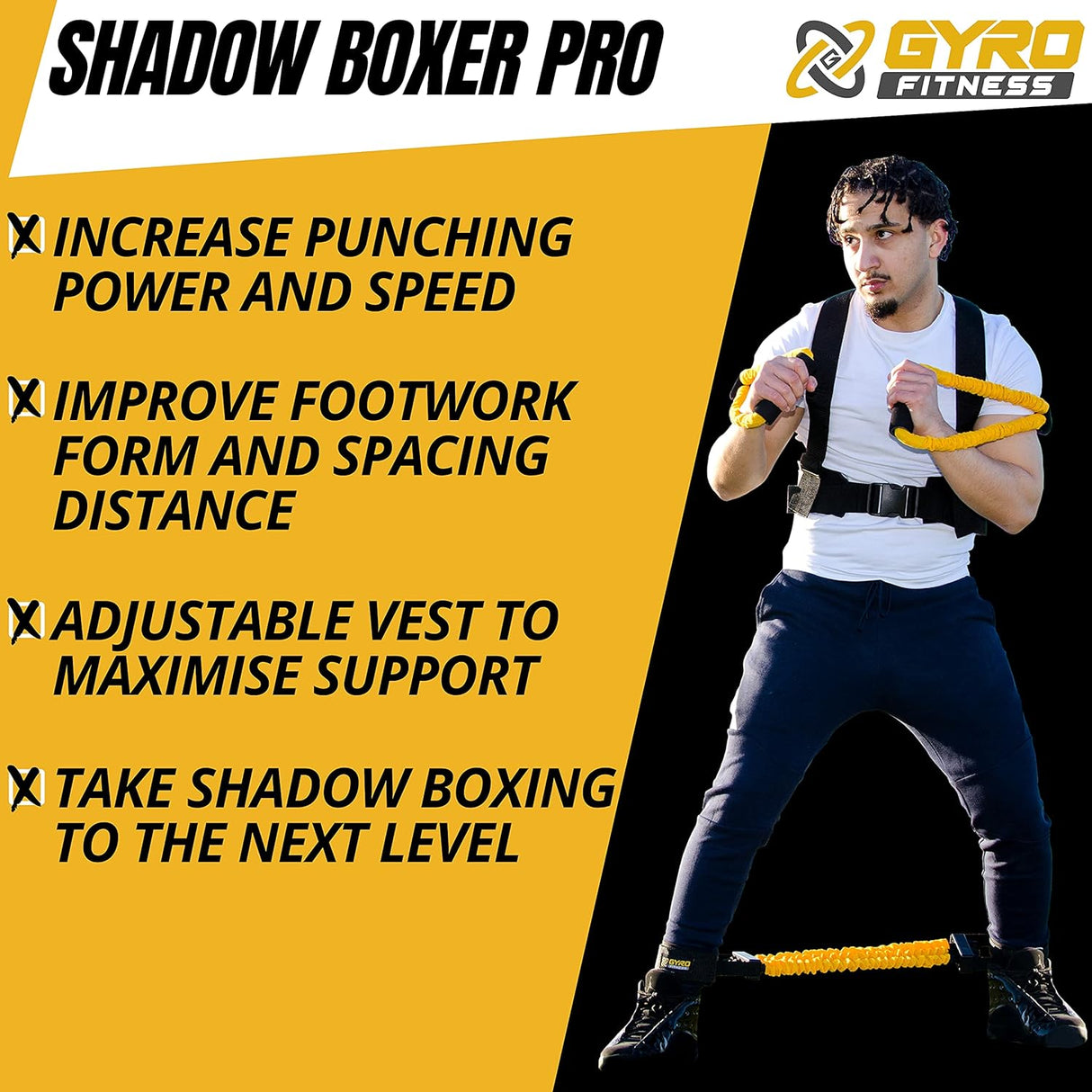 Shadow Boxer Pro | Boxing Resistance Bands Set for Shadow Boxing, Comes with Ankle Cuffs | Ideal Addition to Your Home Boxing Equipment