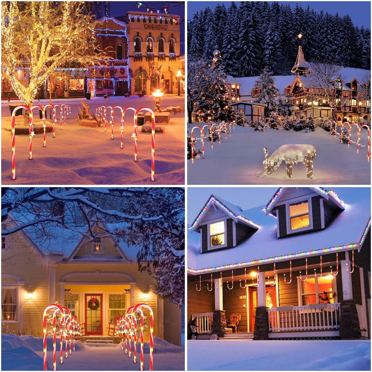 12-Pack Solar Candy Cane Path Lights – 72 LEDs & 8 Modes