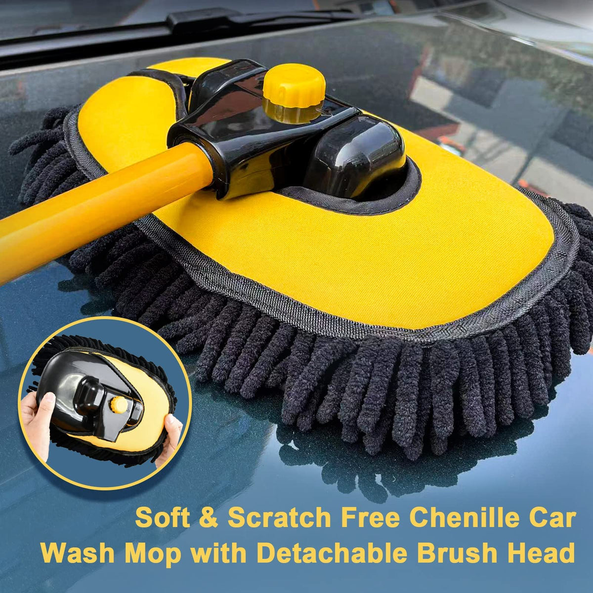 5-Piece Telescopic Chenille Car Wash Brush Kit – 20–41in