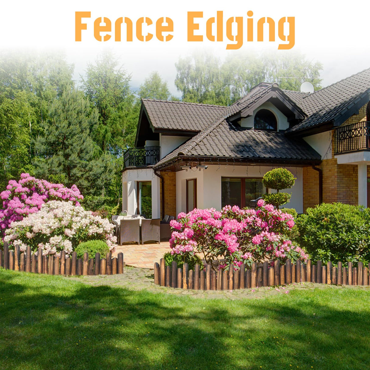 Outdoor Garden Wooden Fence Flexible Decorative Mini Border Expanding DIY Edging Tree Fence for Landscape Yard Maintenance Lawn (Design 2)