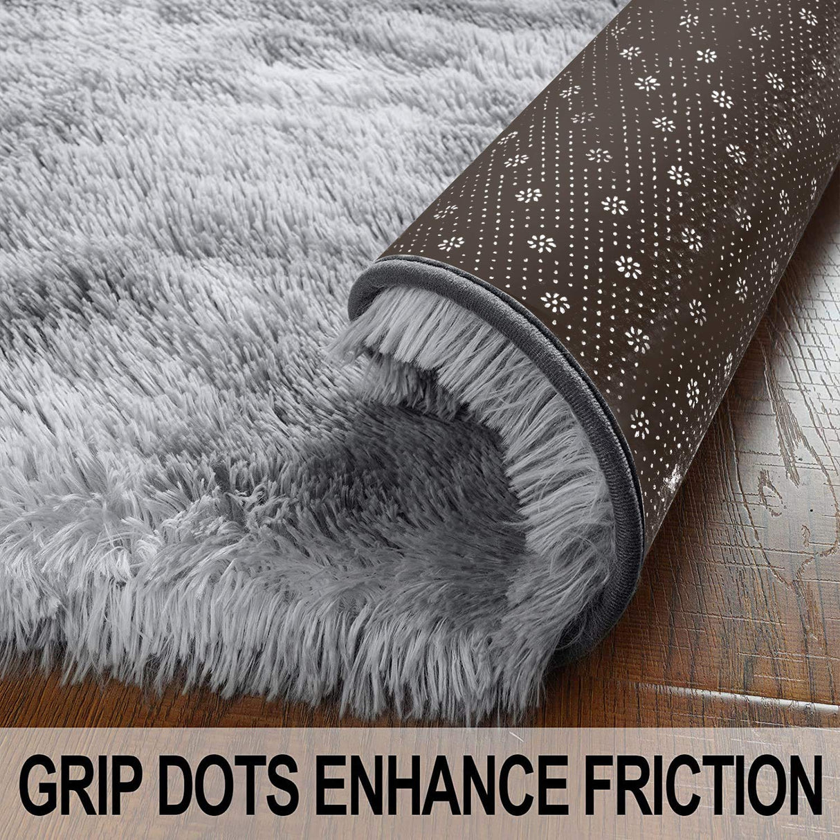 Super Soft Indoor Modern Shag Area Silky Smooth Fur Rugs Fluffy Rugs Anti-Skid Shaggy Area Rug Dining Room Home Bedroom Carpet Floor(Grey White, 120x160cm)