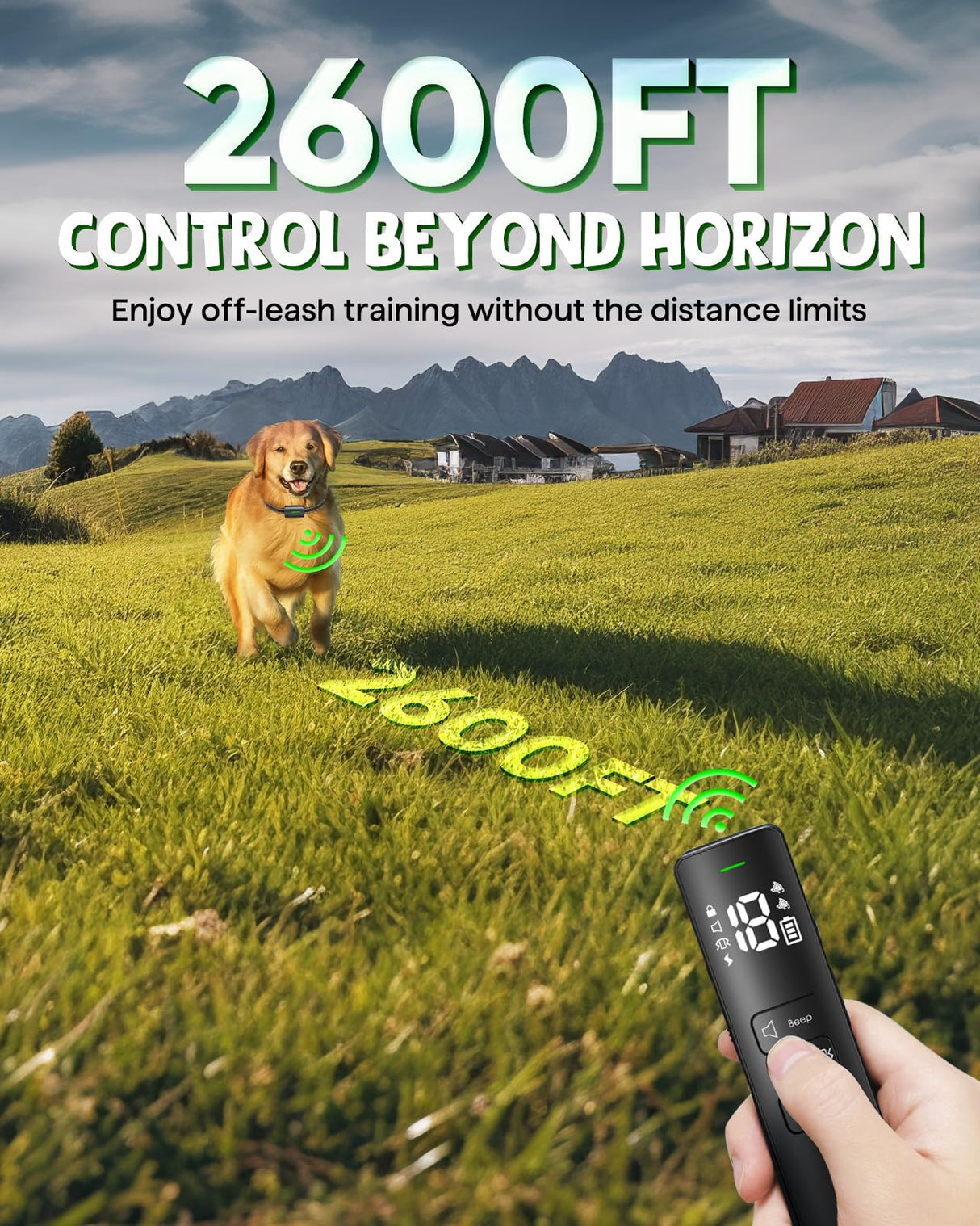 Dog Shock Collar, 2023 New User-Friendly IPX7 Waterproof Dog Training Collar with 3 Modes Electric Shocker for 10-120lbs, 2600FT E-Collar for Large Medium with Training Clicker (Black)