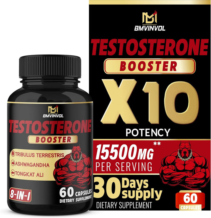 Test Booster for Men - 60 Capsules - 15500Mg Per Serving with Tribulus Terrestris, Ashwagandha Root & Tongkat Ali - 30 Day Supply