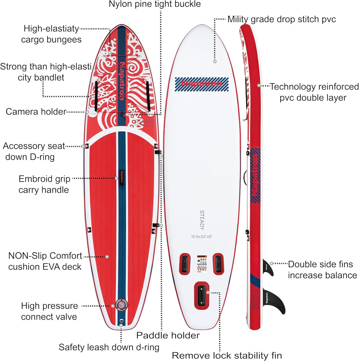 10'6 Inflatable Stand Up Paddle Boards, 33'' Widened Design Sup Paddle Board, Premium Paddle Fishing Board with Accessories, Sunscreen Cover, Fast Pump, Suitable for Youth and Adults