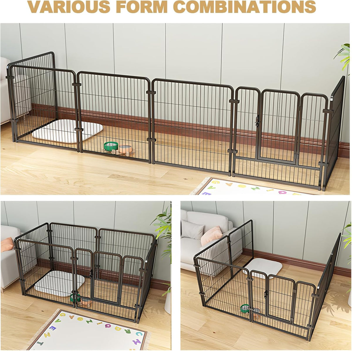 6-Panel Foldable Metal Dog Playpen with Door – 120 × 60 × 60 cm
