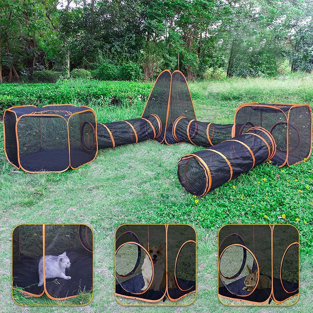 Portable Pet Cat Puppy Playpen Play Tent Tunnel Cube Small Animal Compound House
