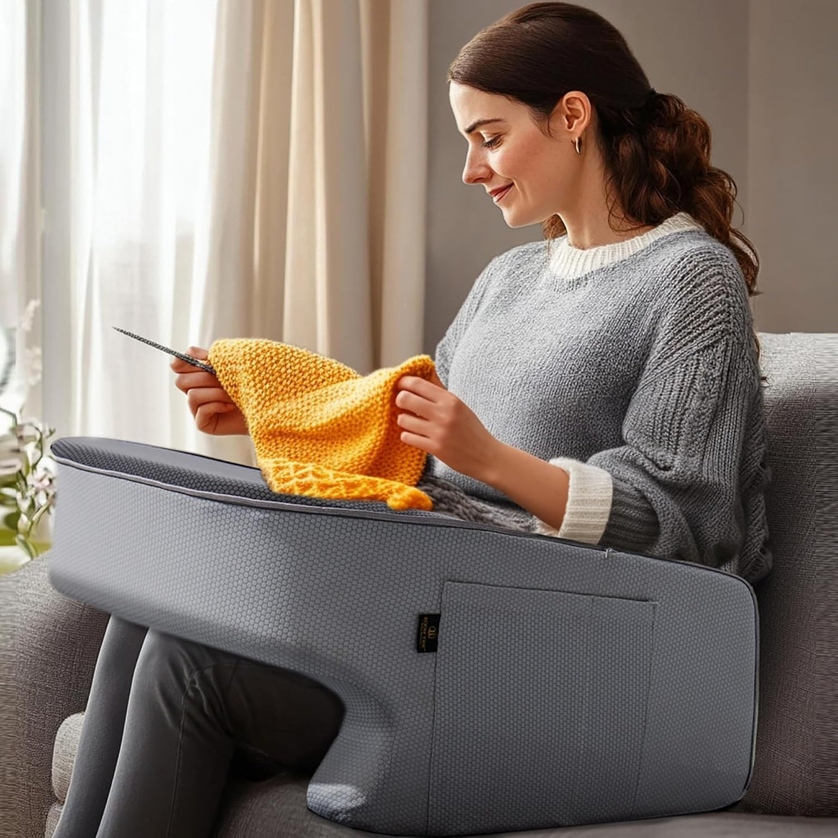 Lap Desk Pillow - Gaming Pillow, Reading Pillow, Laptop Desk for Bed, Couch Desk, Luxurious Lap Pillow Desk Supports Arms Shoulders Neck, Memory Foam