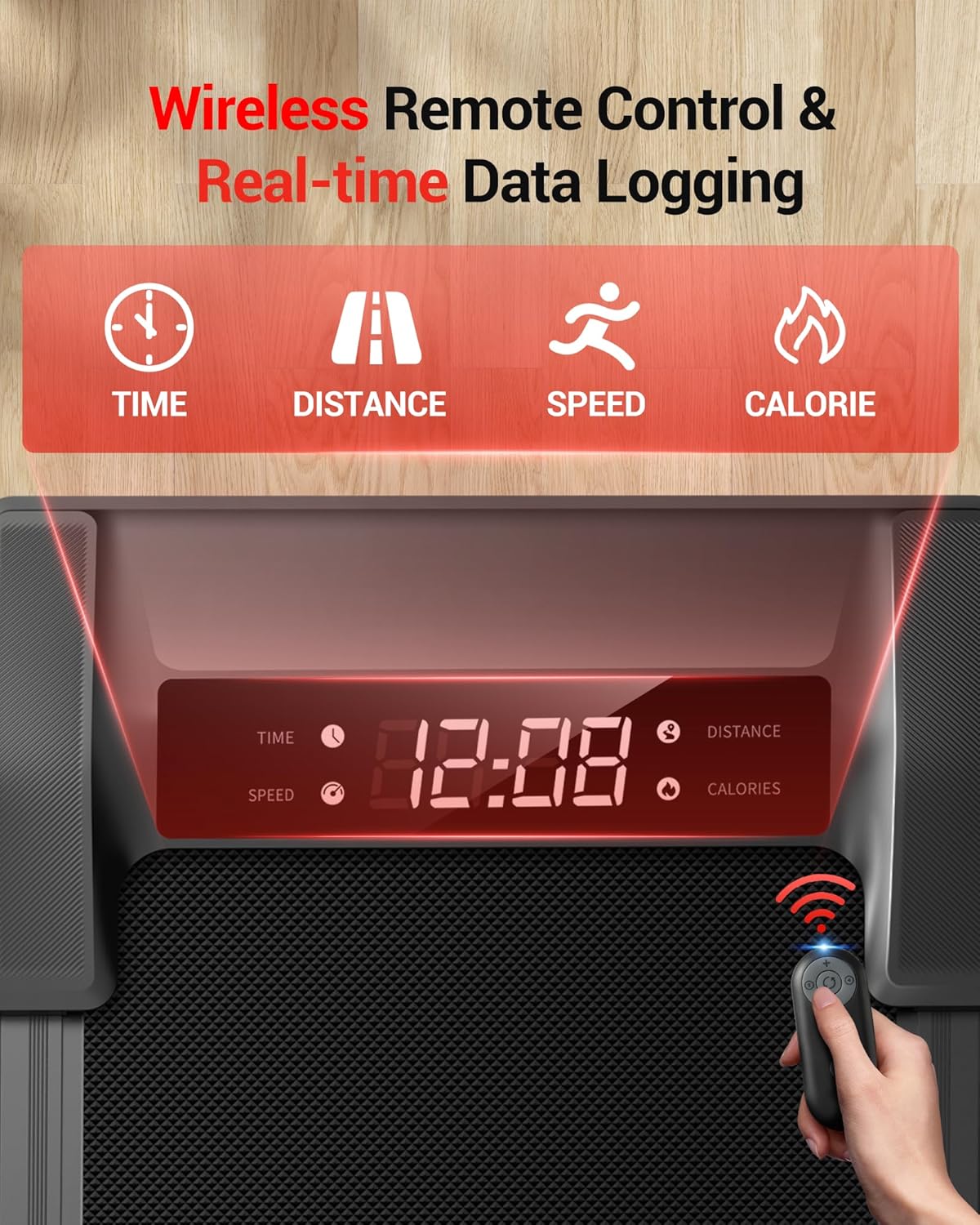 10% Incline Treadmill with Handle for Home and Office, Foldable Treadmills with 265 Lbs Weight Capacity, 2.5HP Quiet Walking Pad Treadmill, Three LED Screen Display