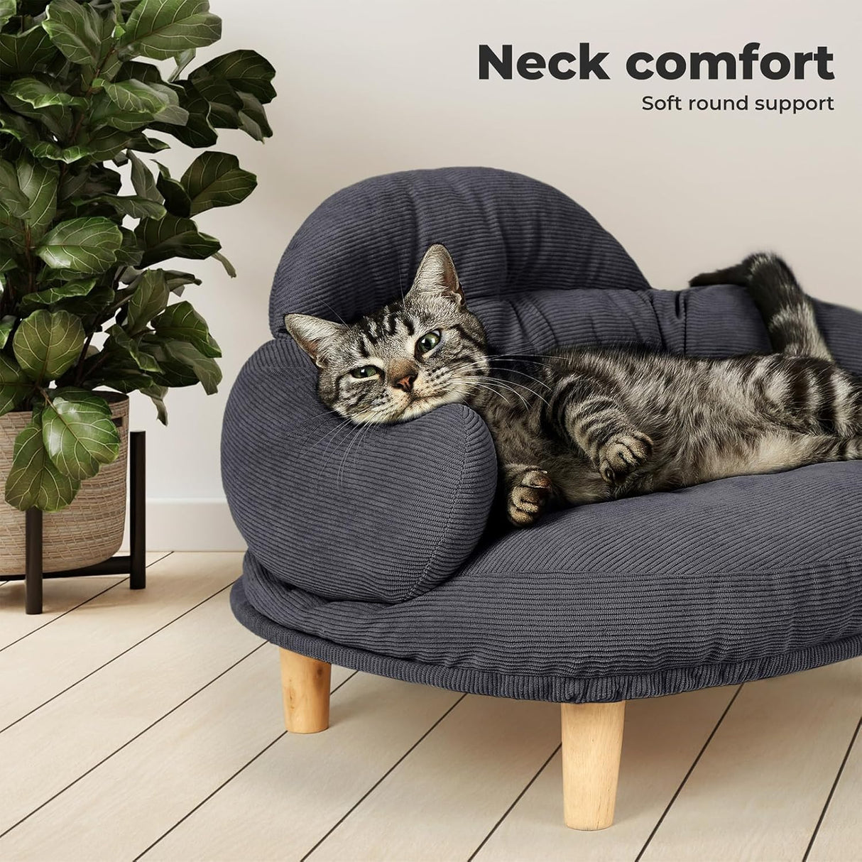 PaWz Pet Sofa Dog Cat Elevated Raised Couch Bed, Durable Soft Couch Chair Kitten Lounge Sofa Bed with Removable Cushion Seat Washable Cover, Luxury Plush Sofa Stool Bed for Dogs Cats with Wooden Frame