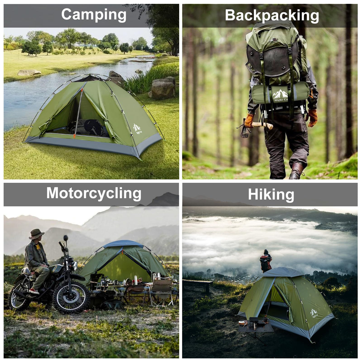 Night Cat 1-Person Lightweight Backpacking Tent with Vestibule