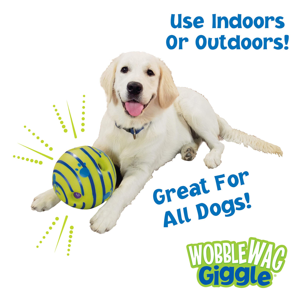Wobble Wag Giggle Ball, Interactive Dog Toy, Fun Giggle Sounds, As Seen On TV green Medium