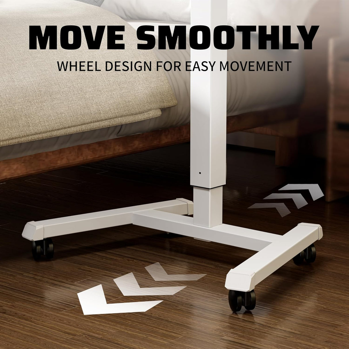 ERGOMAKER Mobile Standing Desk Pneumatic Adjustable Height 25.6 x 17.7 Inch Mobile Desk Adjustable Height On Wheels,Sit Stand up Desk Home Office Computer Desk, White + Single