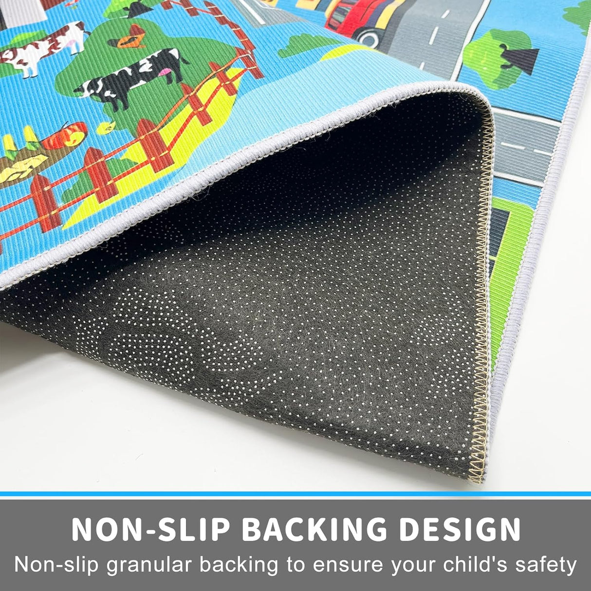 Play Mat Kids Rug Carpet Playmat Extra Large Learn Have Fun Safe Road Traffic System Multi Color Study Activity Centerpiece Play Mat for Playing with Cars for Bedroom Playroom
