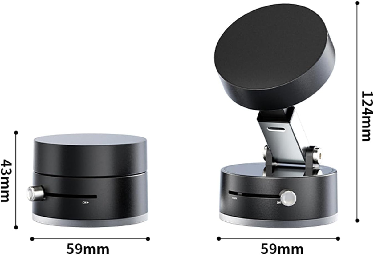 Multifunctional Vacuum Suction Phone Holder- Folding, Extendable, Double- Sided Magnetic for Car/Gym/Smooth Surface Kitchen Stand Cellphone Smartphone Mount (Black)