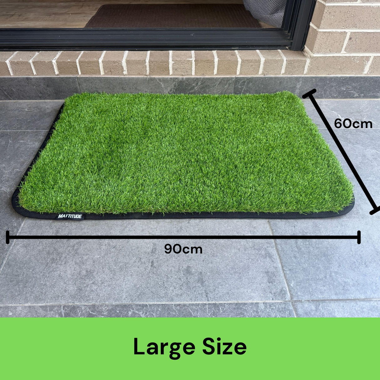 Mattitude Outdoor Dust-Off Mat 90 x 60cm - Artifical Grass 40mm Pile Turf Dirt Trapper, Weatherproof, Non-Slip, Washable & Easy Clean - for Home Entryway, Garage, Camping, Caravan