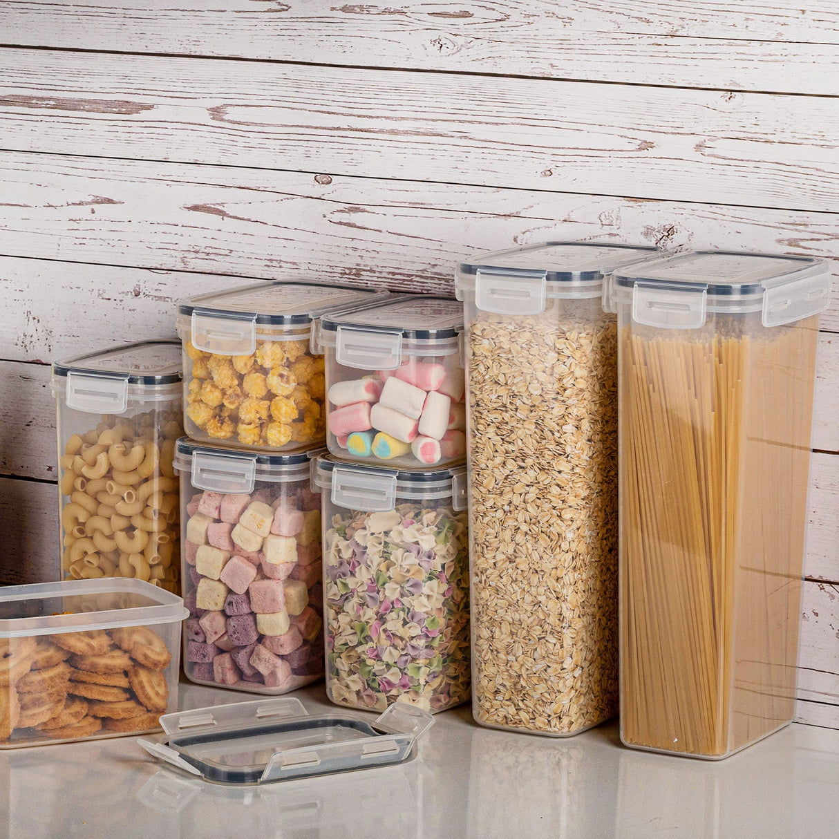 24pcs Airtight Food Storage Container Set, kitchen Storage & Organisation, BPA-Free Pantry Organiser Plastic Food Containers with Lids for Cereal, Flour and Sugar, Includes 24 Labels