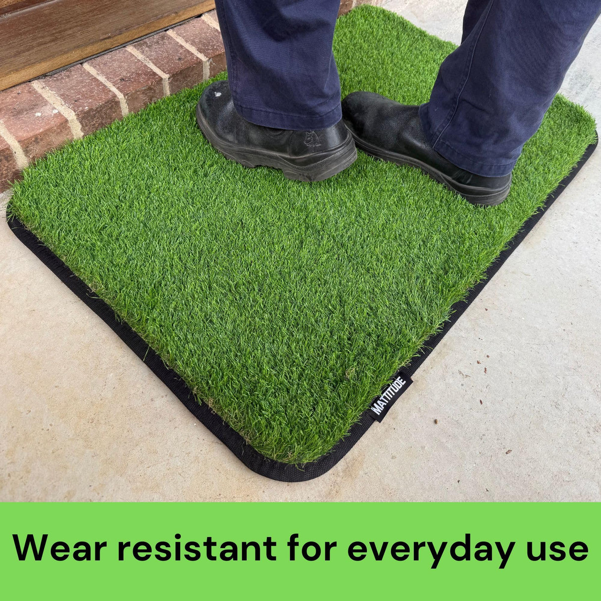 Mattitude Outdoor Dust-Off Mat 90 x 60cm - Artifical Grass 40mm Pile Turf Dirt Trapper, Weatherproof, Non-Slip, Washable & Easy Clean - for Home Entryway, Garage, Camping, Caravan
