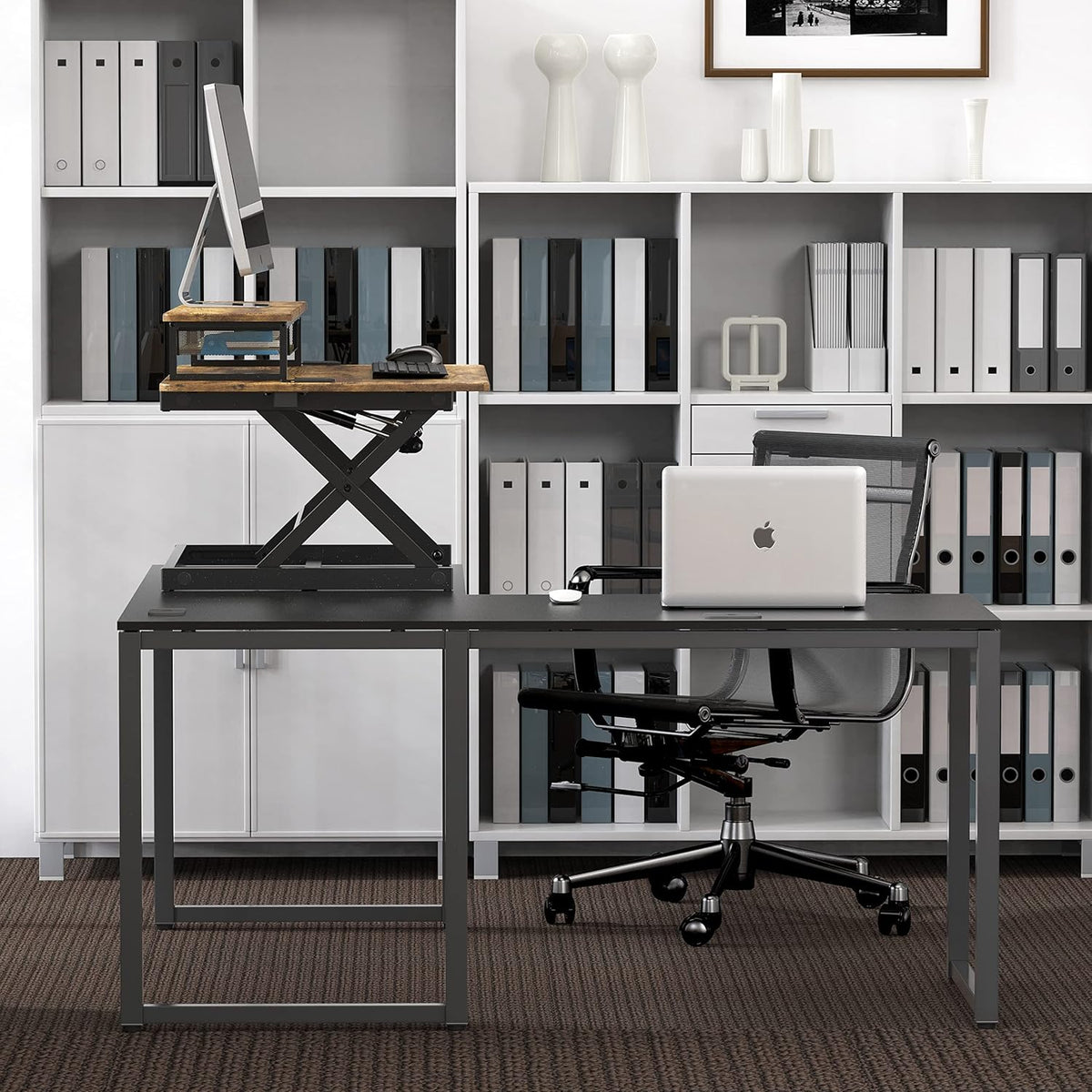 36-Inch Height Adjustable Standing Desk Converter Sit to Stand Riser Workstation