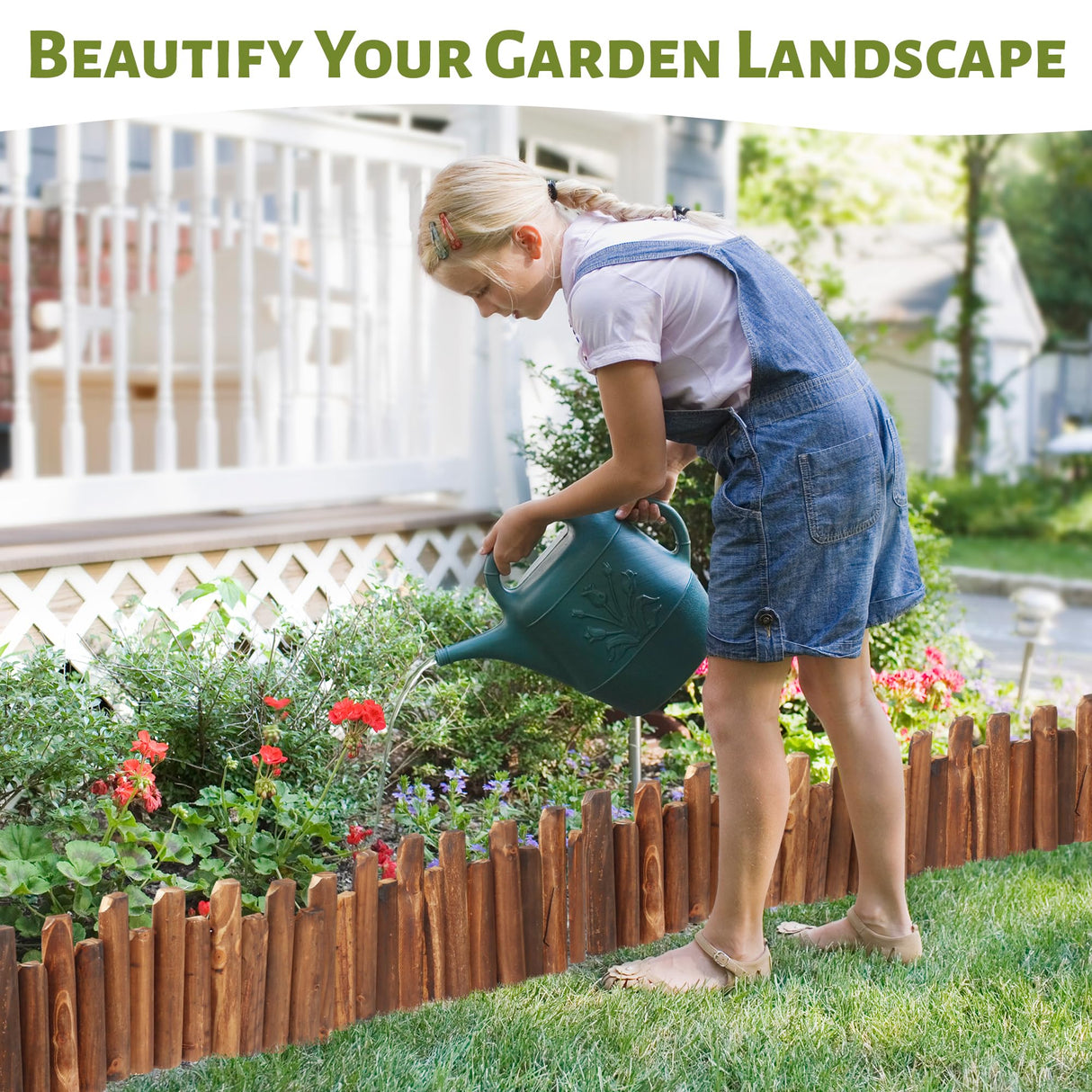 Outdoor Garden Wooden Fence Flexible Decorative Mini Border Expanding DIY Edging Tree Fence for Landscape Yard Maintenance Lawn (Design 2)