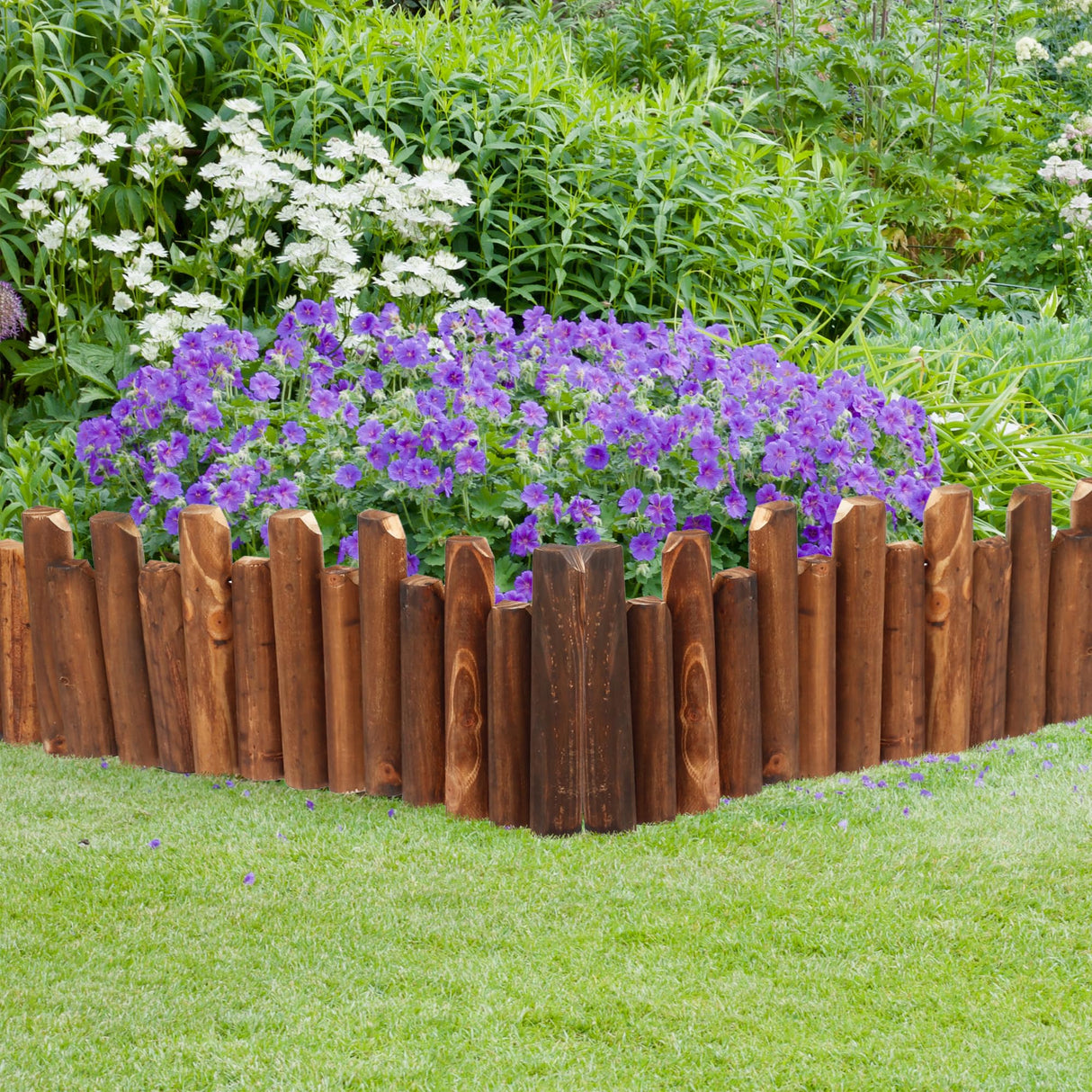 Outdoor Garden Wooden Fence Flexible Decorative Mini Border Expanding DIY Edging Tree Fence for Landscape Yard Maintenance Lawn (Design 2)