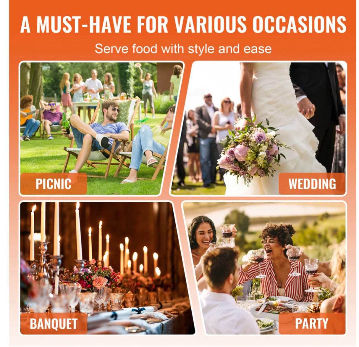 2-Pack Round Chafing Dish Set with Full-Size 4Qt Pan Glass Lid Fuel Holder