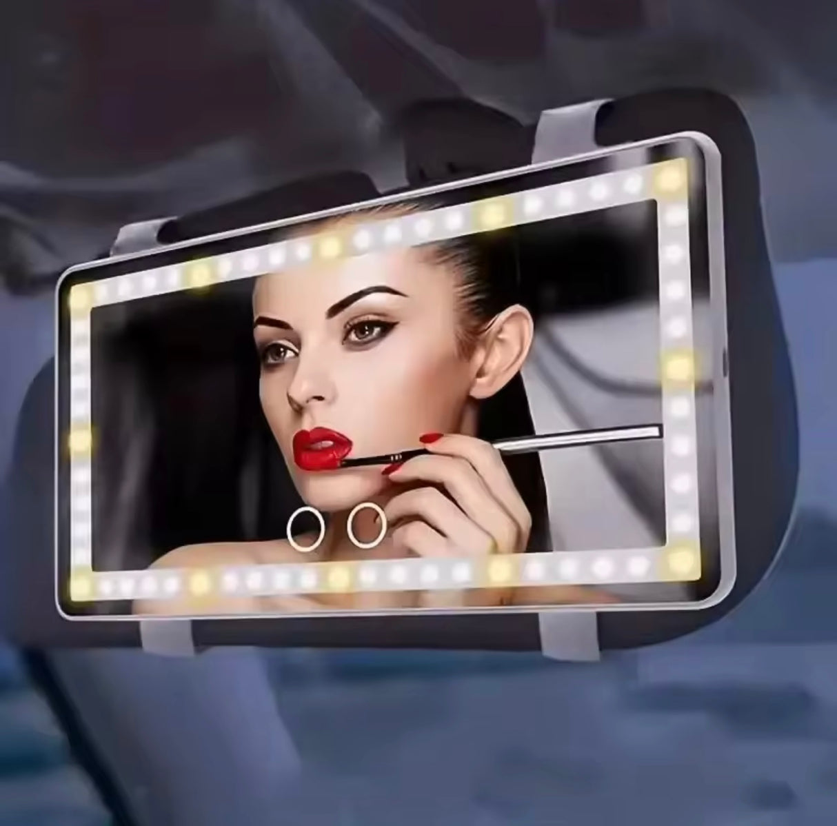 Car LED vanity makeup mirror, touch sensor, sun visor makeup mirror, three-color adjustable, clear eye protection