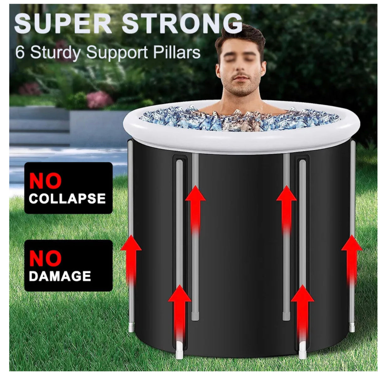 Portable Ice Bath Tub Athletes Cold Hot Water Therapy Folding Bathtub