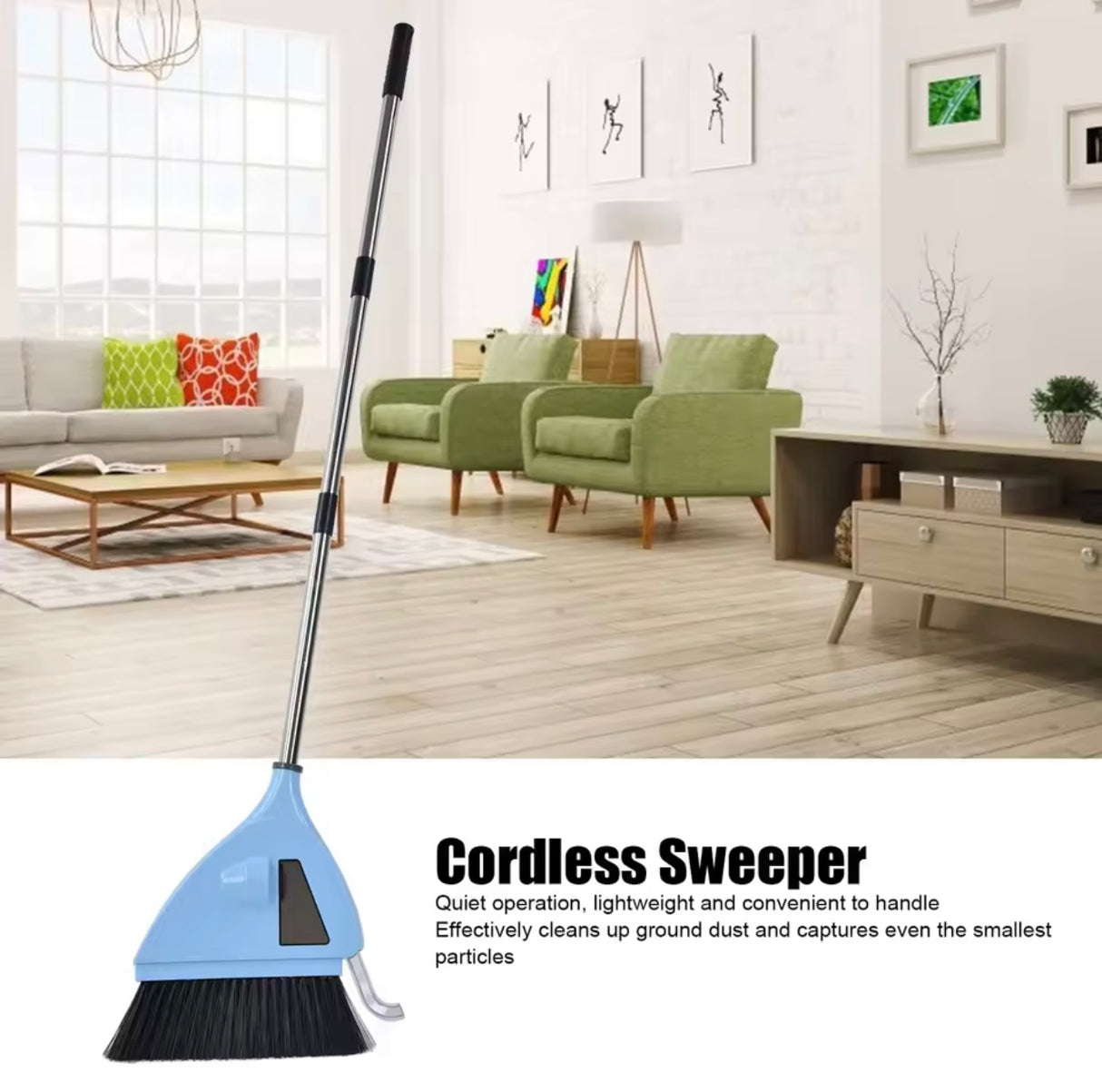 2 in 1 Vacuum Broom Sweeper USB Charging Cordless Vacuum Broom