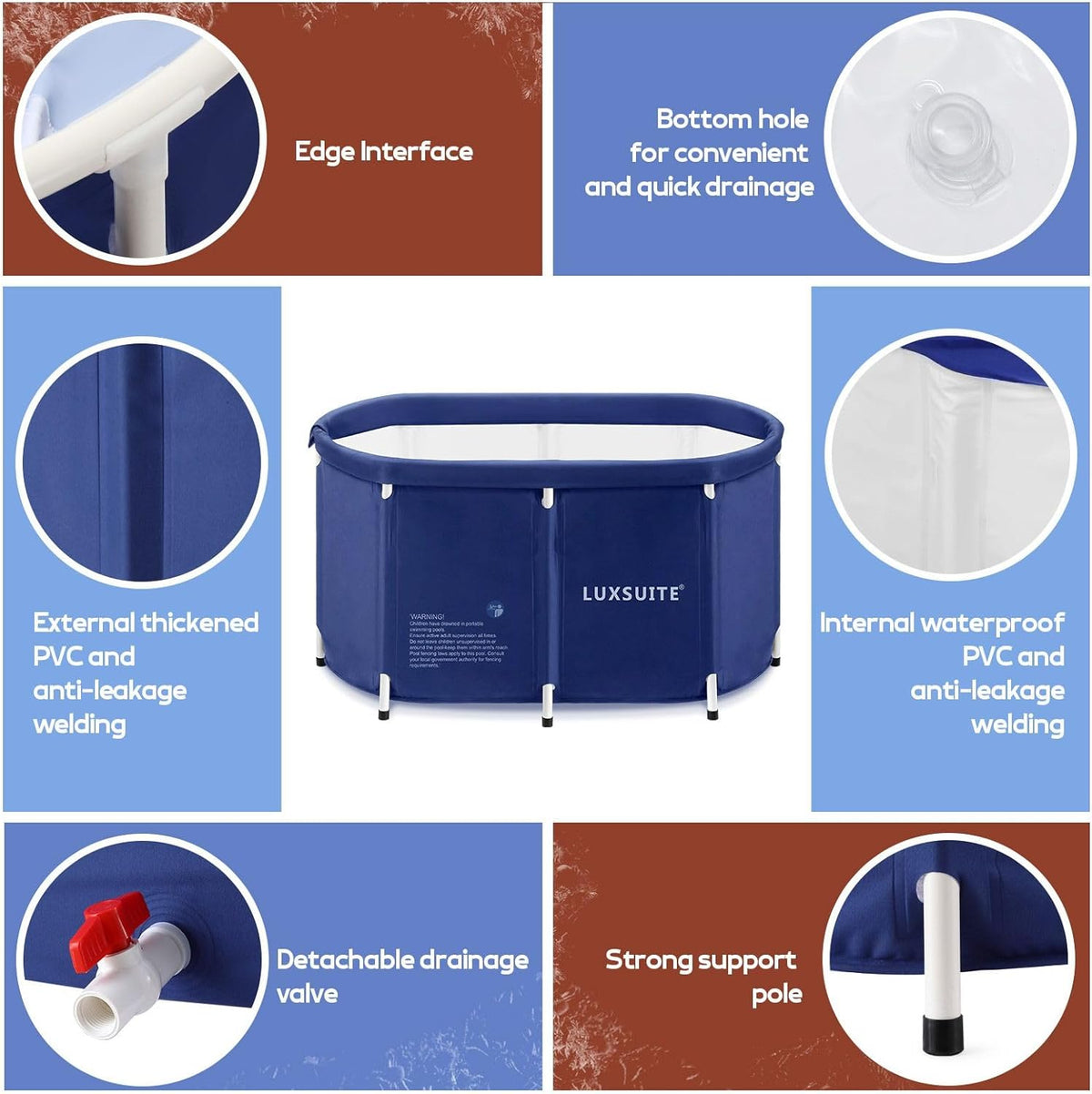 300 L Foldable Adult Soaking & Cold-Water Tub
