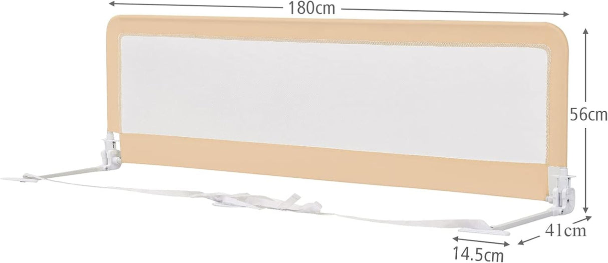 Bed Rails for Toddlers, 180cm Extra Long, Swing Down Bed Guard w/Safety Strap for Convertible Crib, Folding Baby Bedrail for Kids Twin, Double, Full Size Queen & King Mattress