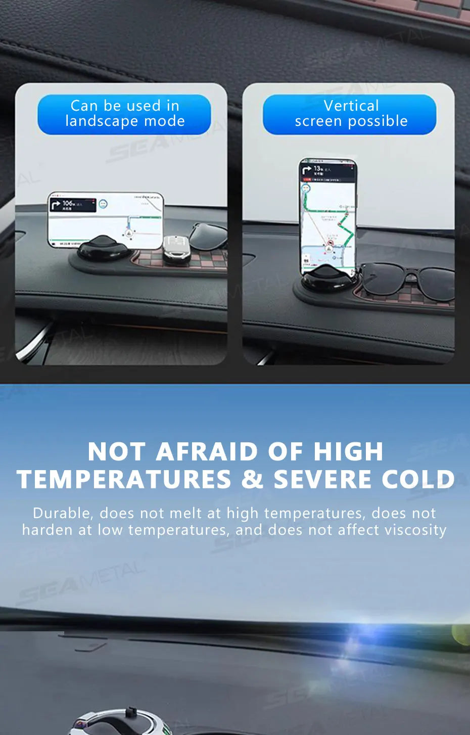 2 in 1 Dashboard Anti Slip Mat with Phone Mount 360-Degree Rotation Car Phone Holder Non-Slip Adhesive Mat for Car