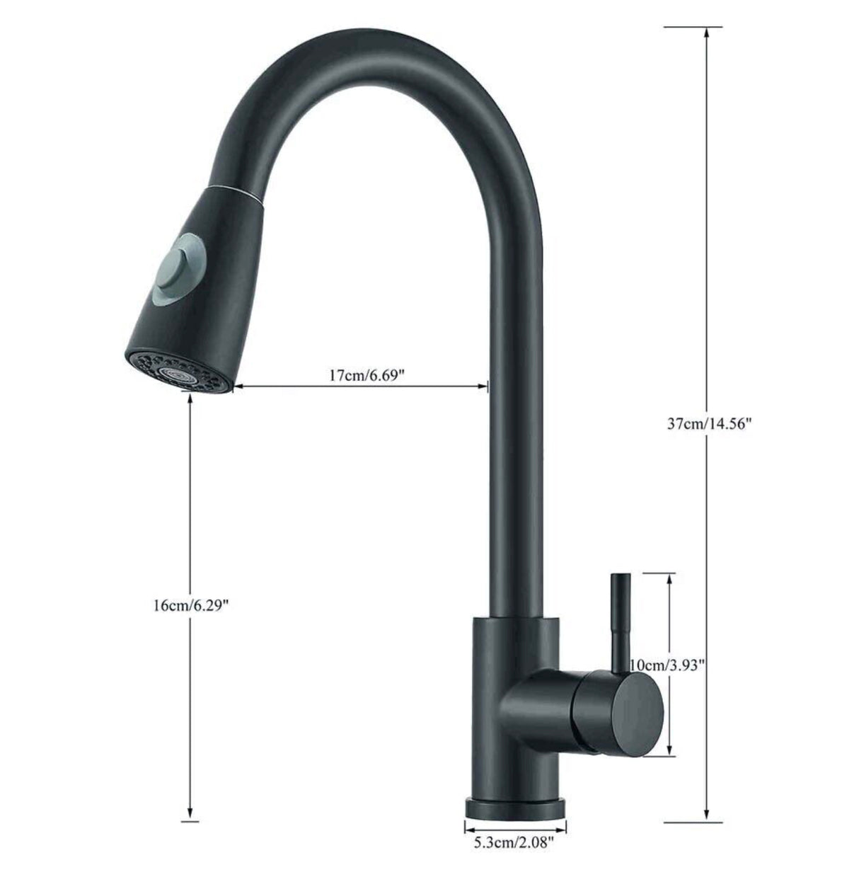 WELS Kitchen Mixer Tap Black 360° Pull Out 2-Mode Spray Laundry Sink Faucet