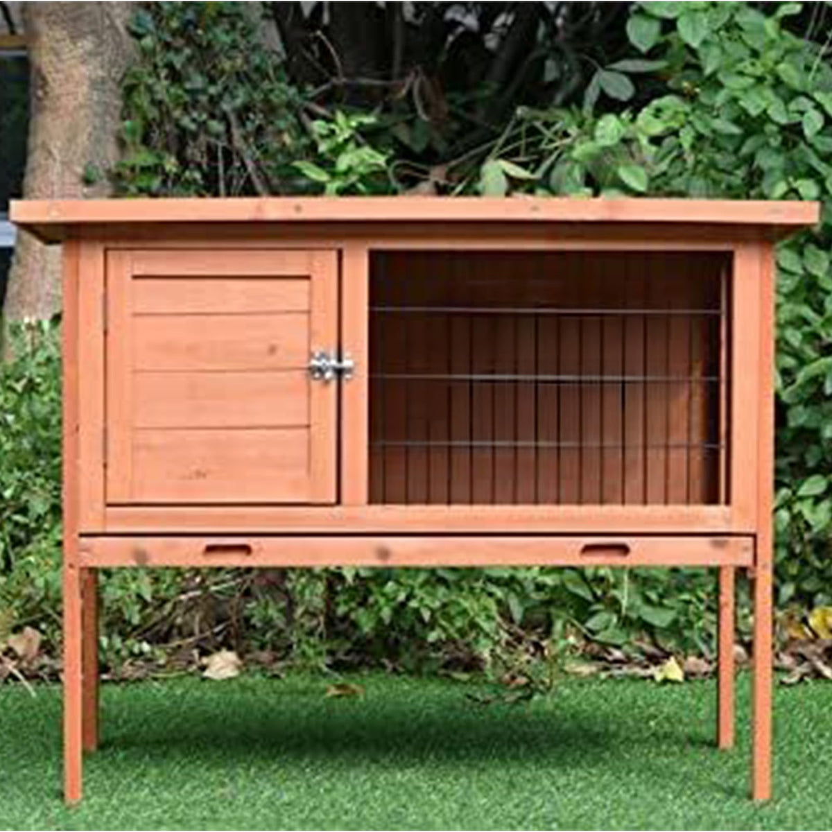 91.5 cm Wooden Small Animal Hutch with Run & Pull-Out Tray