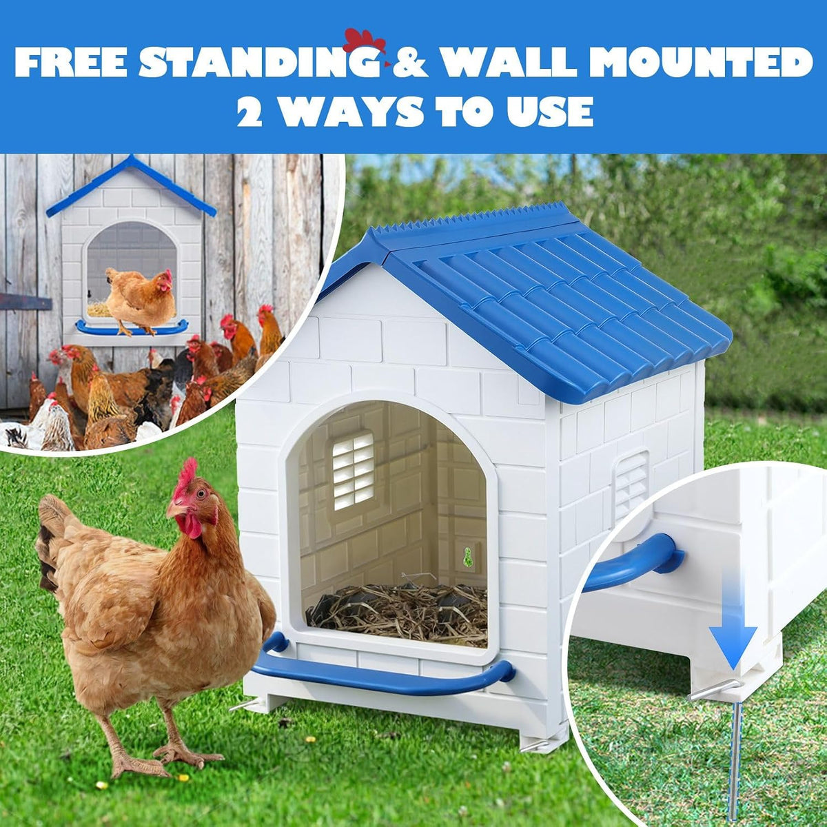 3-Piece Plastic Chicken Nesting Box Set with Silicone Pads