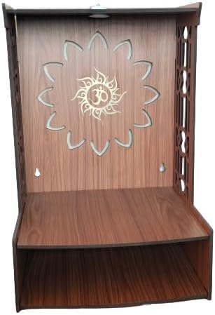 Beautiful Pooja Mandir Temple Big Size, Very Sapacious Home Office with LED Light (H- 19.5 L- 13 W - 12.2 in inches) in Engineered Wood Home Temple (Height - 50 cm)