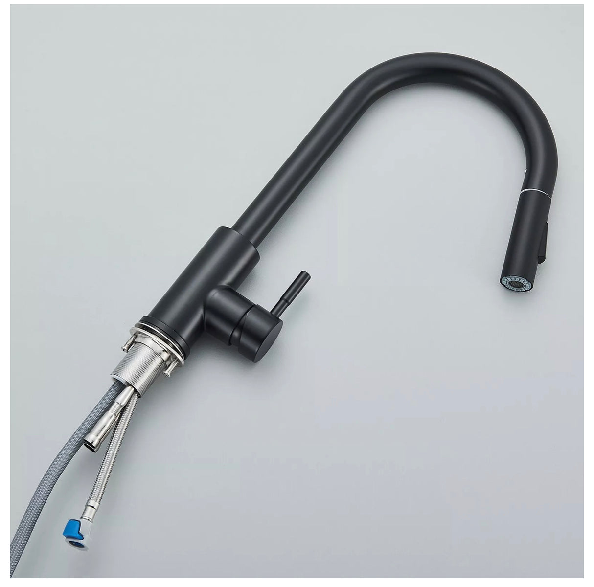 Solid Brass WELS Kitchen Mixer Tap Sink Pull-Out Faucet 360° Swivel Spout Black