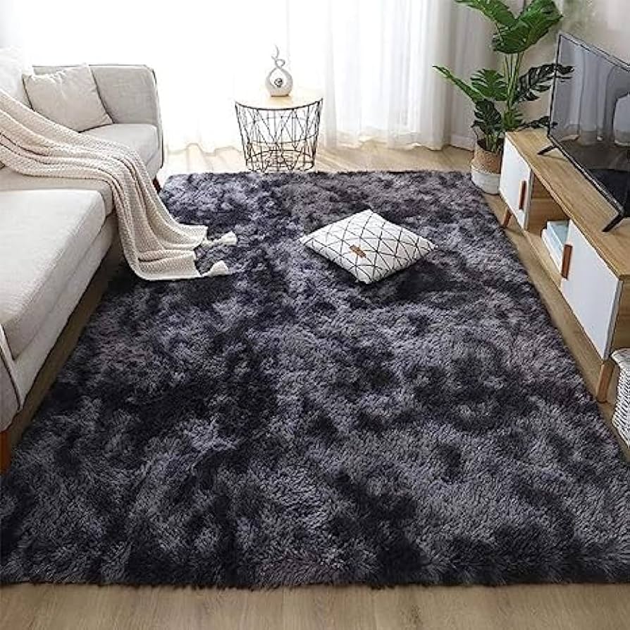 Area Rug Super Soft Indoor Modern Shag Shaggy Silky Smooth Rugs Fur Fluffy Anti-Skid Carpet Living Room Dining Room Bedroom Floor Mat