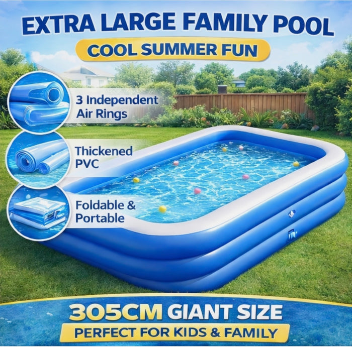 Children Kids Adult Inflatable Swimming Pool 3-Layer Family Above Ground Pool AU